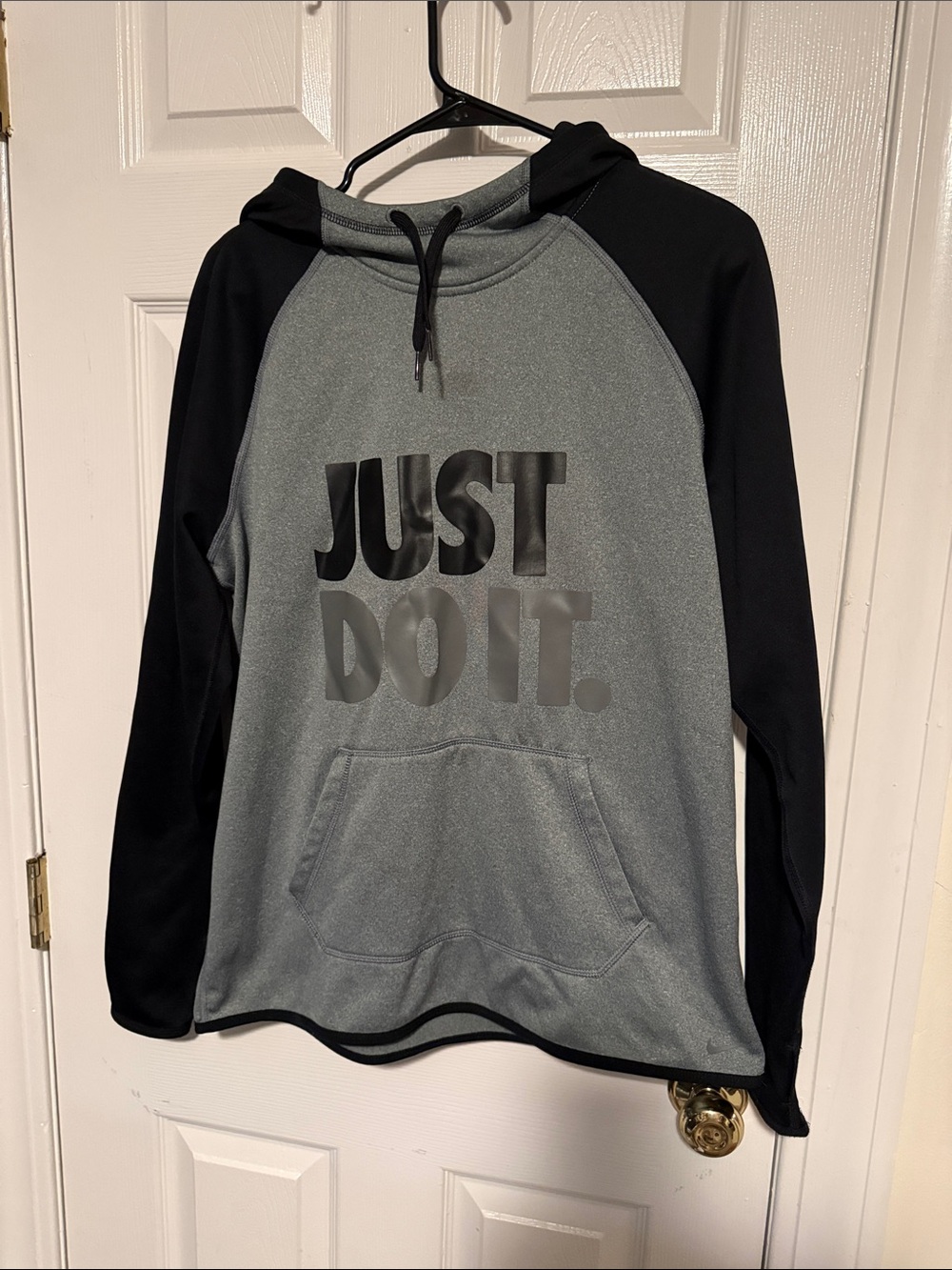 Nike Men’s Gray & Black Crewneck Hoodie with 'JUST DO IT.' Graphic